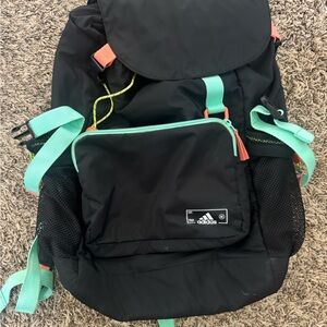 adidas Black Backpack with Mint and Coral Accents